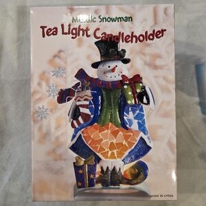 Mosaic Snowman Tea Light Candleholder